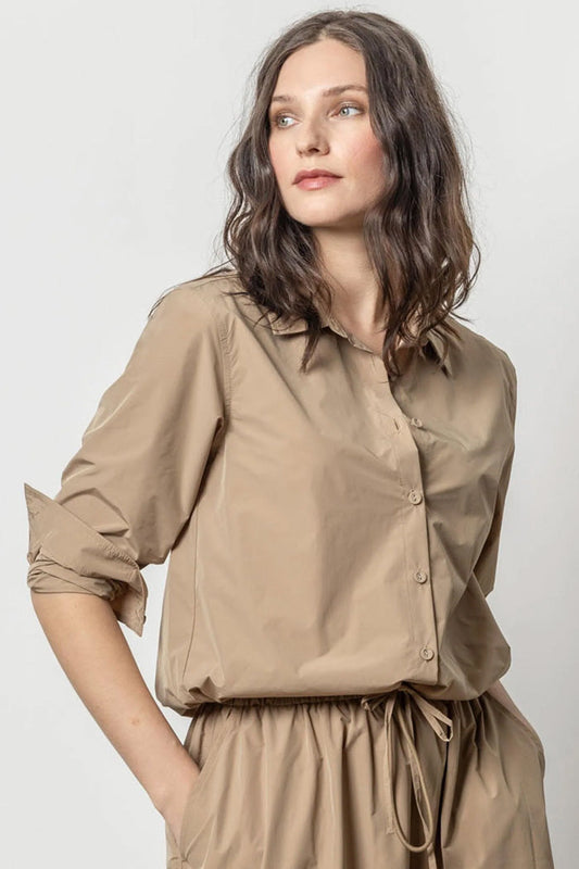 Nylon Drawstring Button Down