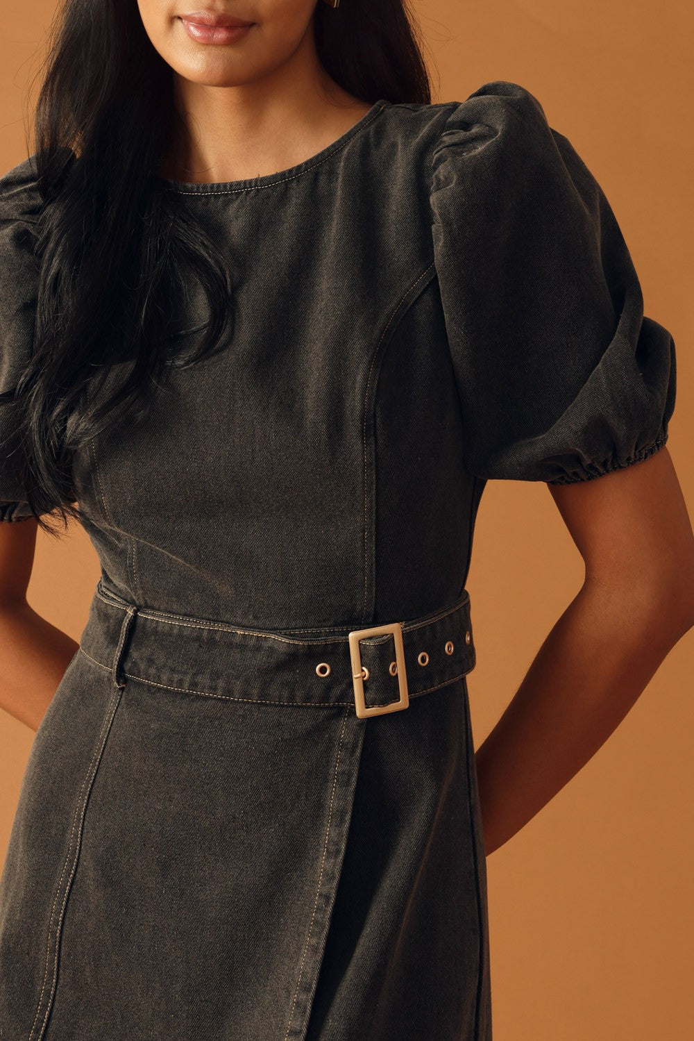 Washed Denim Midi Dress