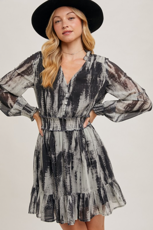 Animal Print V Neck Dress