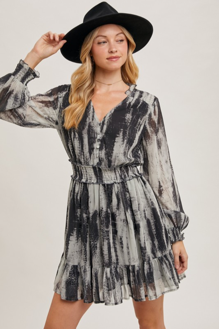 Animal Print V Neck Dress