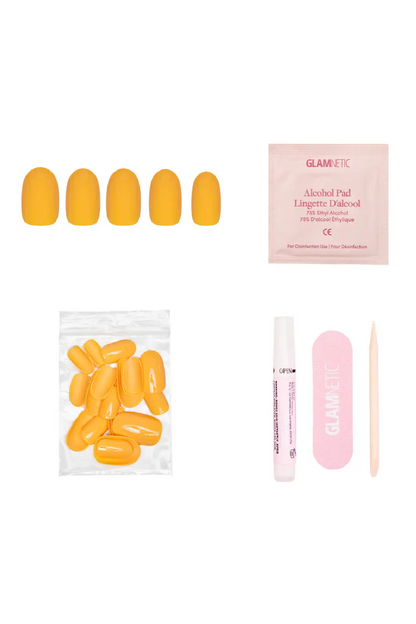 Sunset Orange Press-On Nails | Solid Nails | Short Round