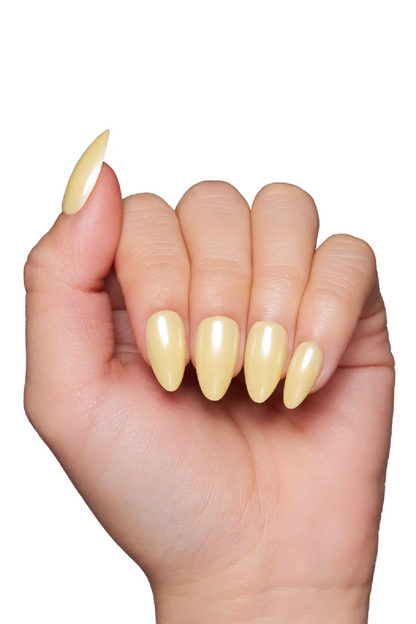 Yellow Pop Press-On Nail Solid Pastel Yellow Glaze Finish