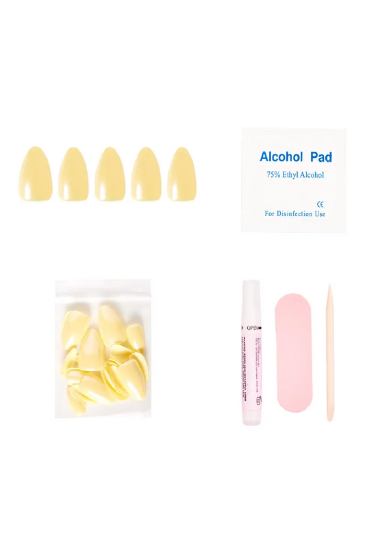 Yellow Pop Press-On Nail Solid Pastel Yellow Glaze Finish
