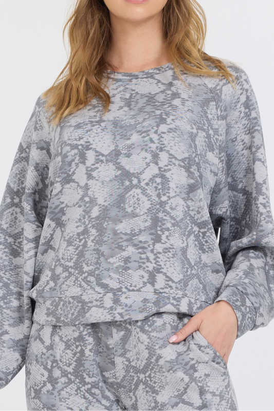Snake Skin Crewneck Top