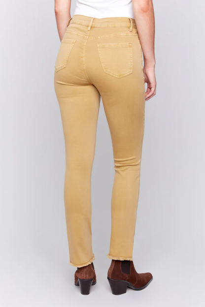 Bootcut Twill Pants with Asymmetrical Hem