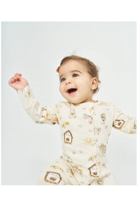 AWAY IN A MANGER CHRISTMAS FOOTLESS ONESIE