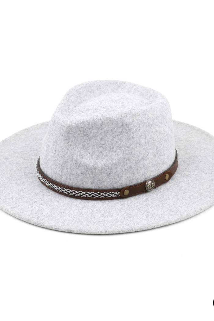 C.C Panama Vegan Felt Hat w/ Leather Belt