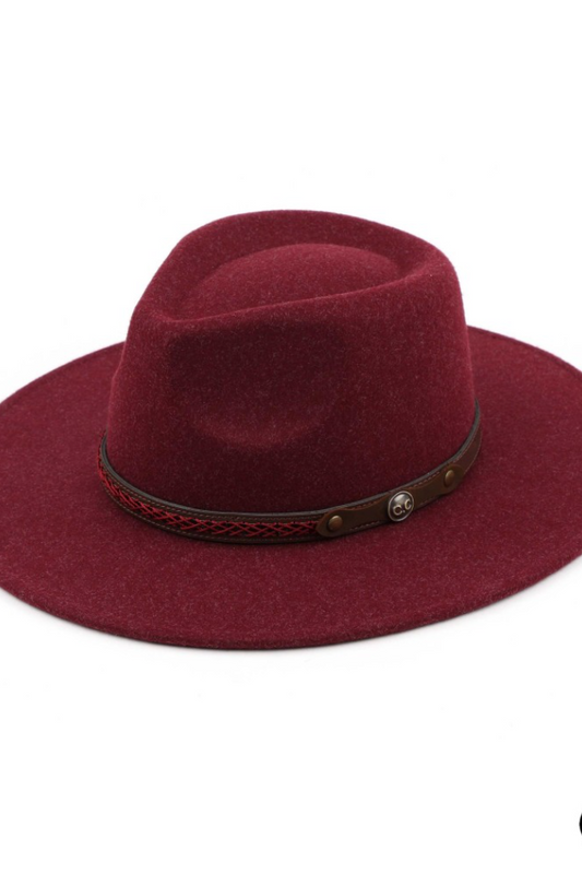 C.C Panama Vegan Felt Hat w/ Leather Belt