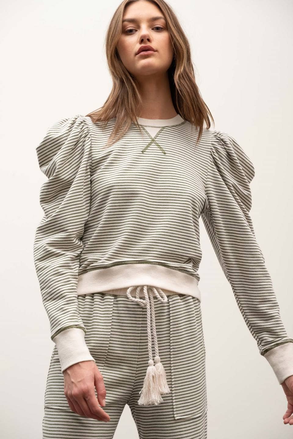 Striped Contrast Lounge Pajama Set