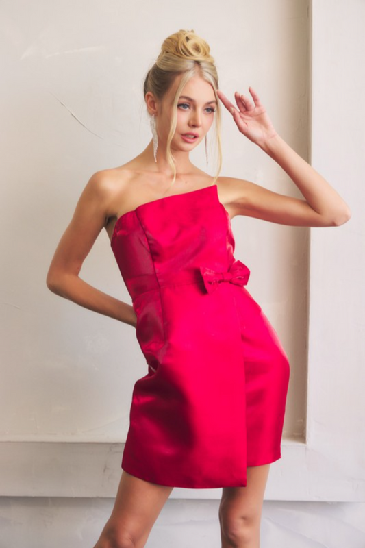 Strapless Bow Mini Dress