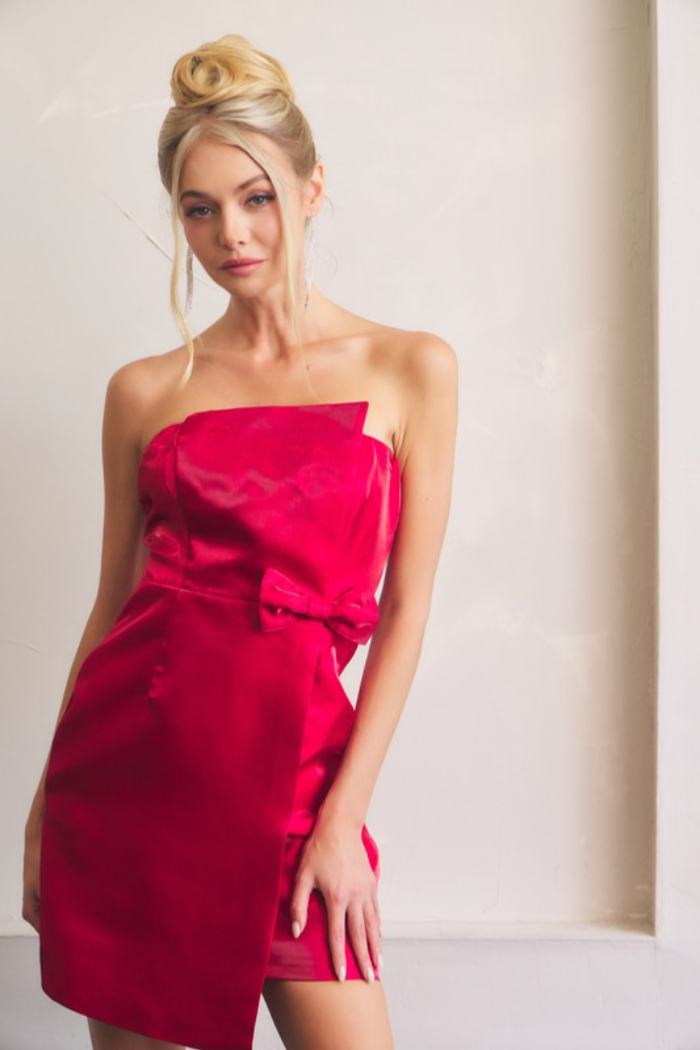 Strapless Bow Mini Dress