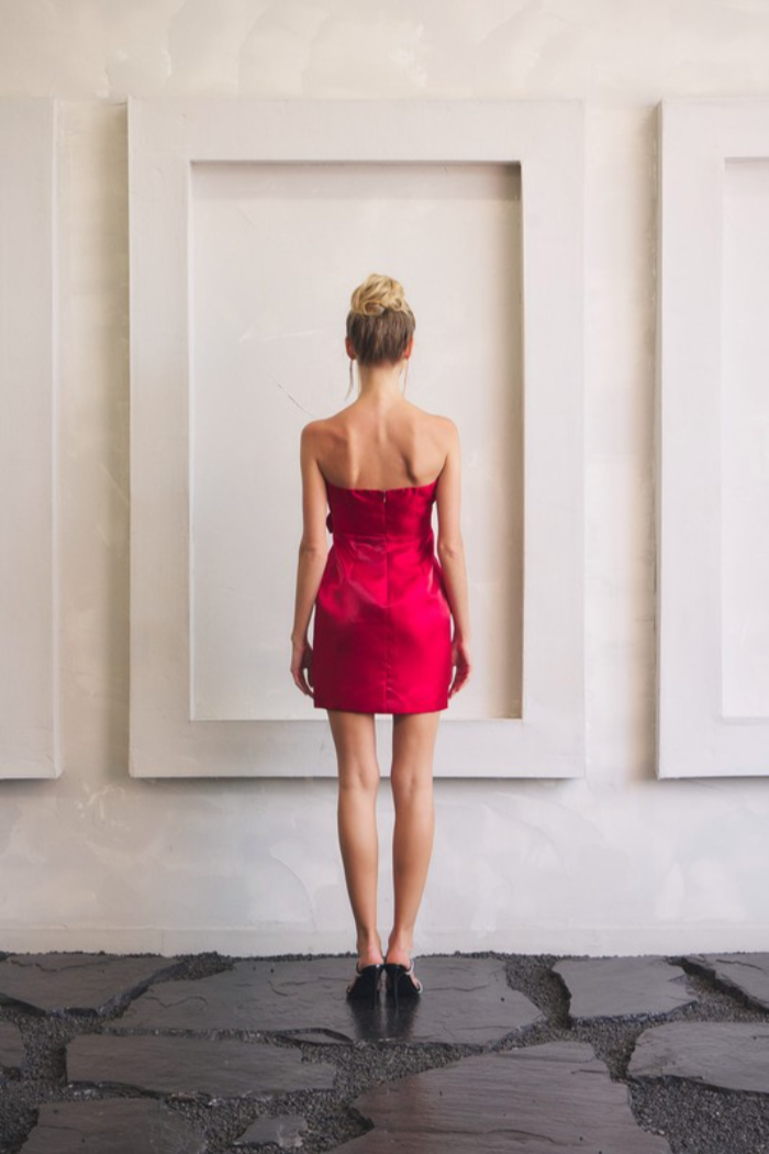 Strapless Bow Mini Dress