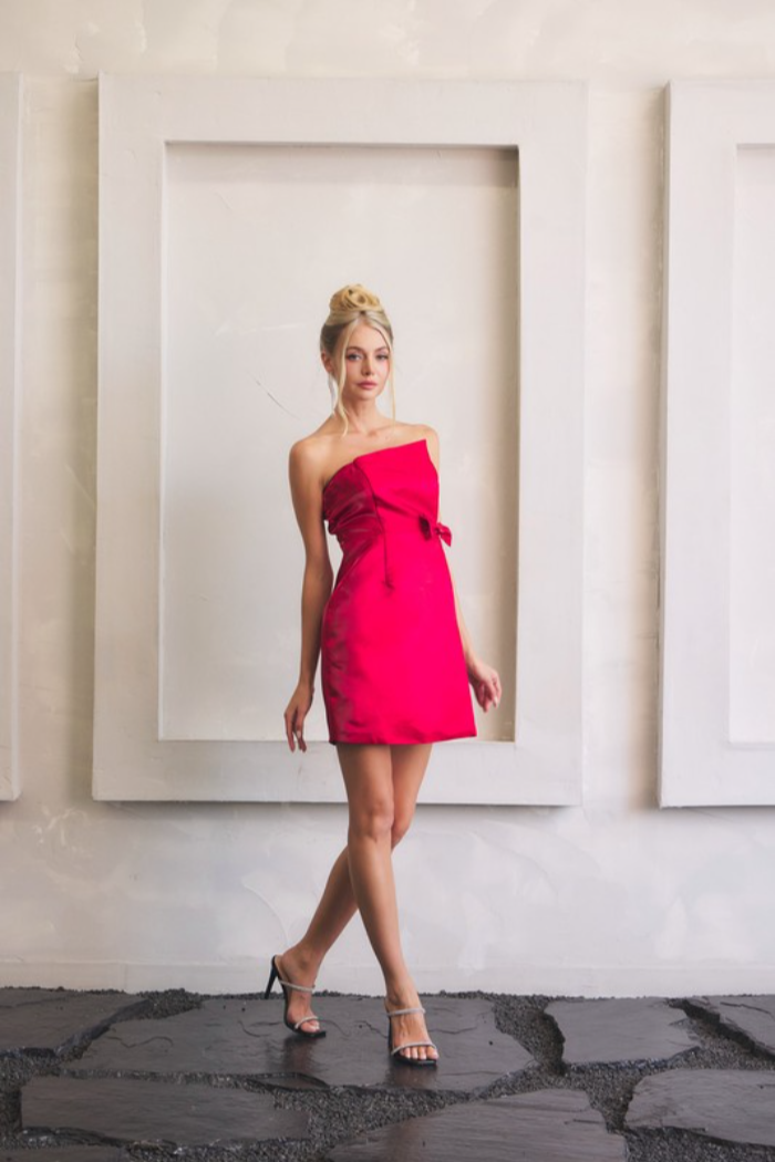 Strapless Bow Mini Dress