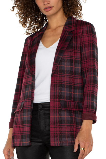 Boyfriend Blazer -  Blackberry tartan plaid