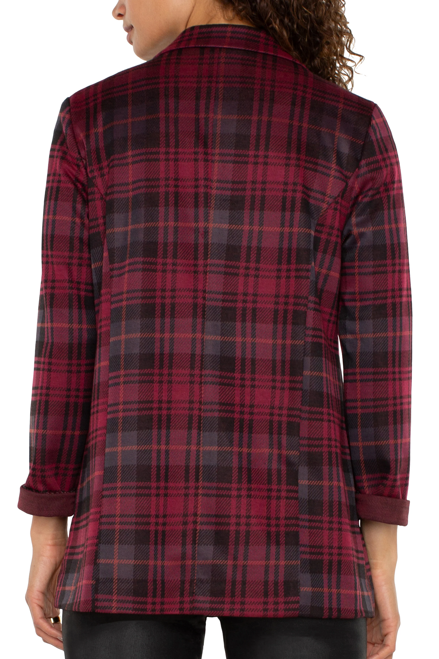 Boyfriend Blazer -  Blackberry tartan plaid