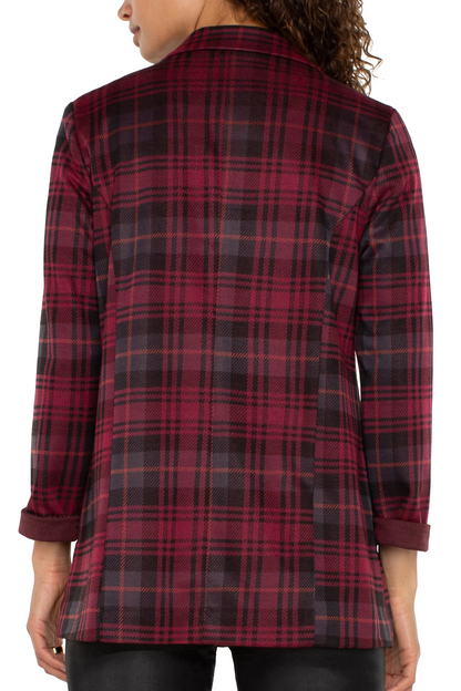 Boyfriend Blazer -  Blackberry tartan plaid