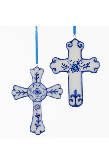Porcelain Delft Blue Cross Ornament