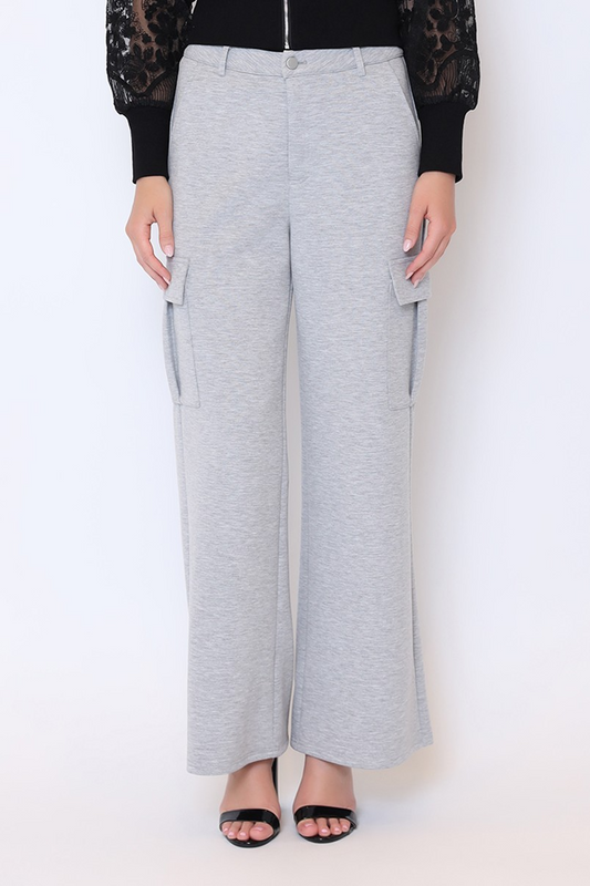 Cargo Pockets Wide Leg Knit Pant