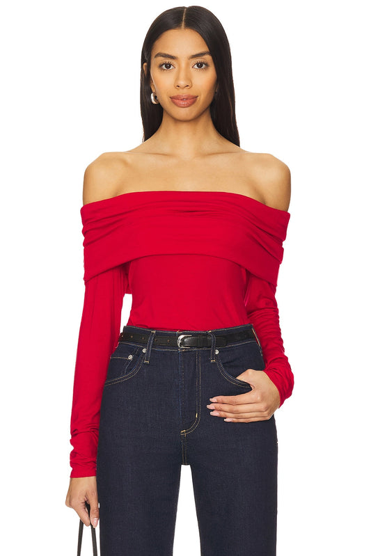 Off The Shoulder Top - Mars Red