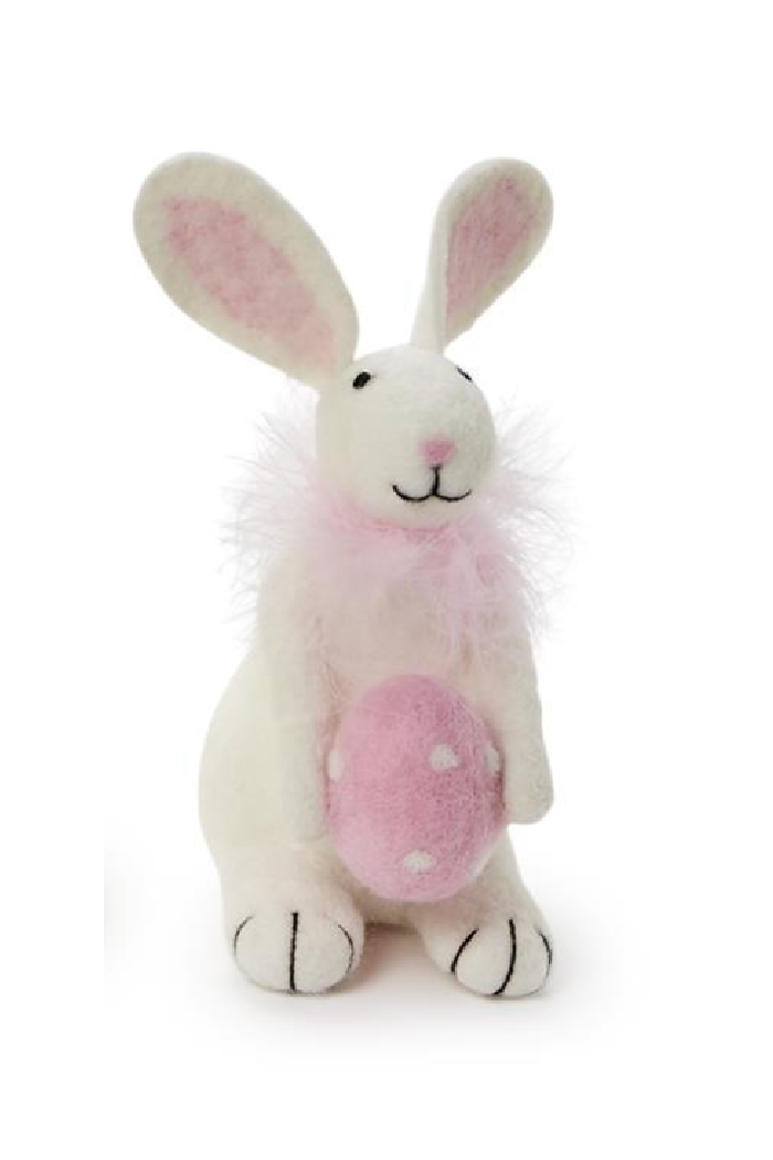BUNNY W/EGG & FEATHER BOA