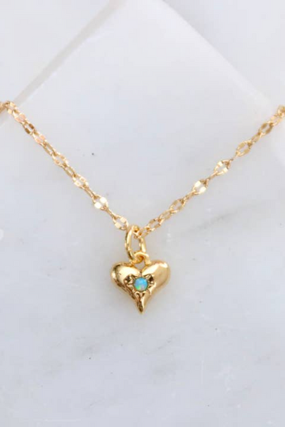 Opal Dainty Heart Necklace