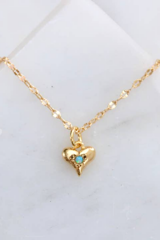 Opal Dainty Heart Necklace