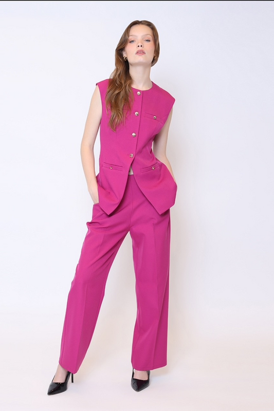 Button Front Sleeveless Jacket
