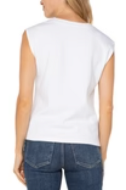 Cap Sleeve V-neck Top With Embroidery