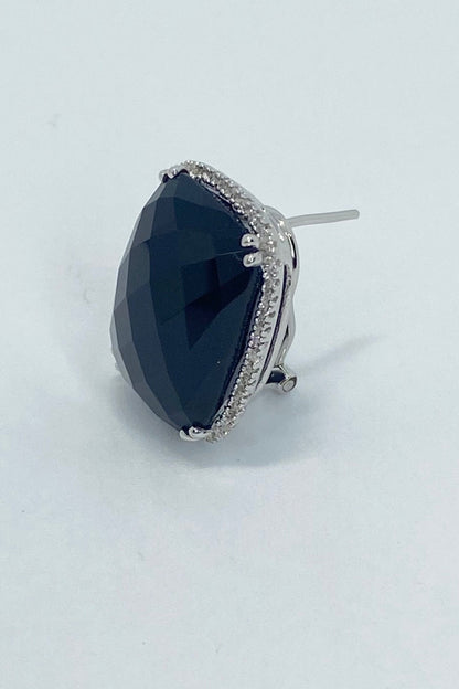 18kt White Gold Black Onyx & Diamond Earrings