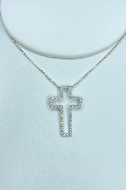 18kt White Gold Diamond Cross Pendant