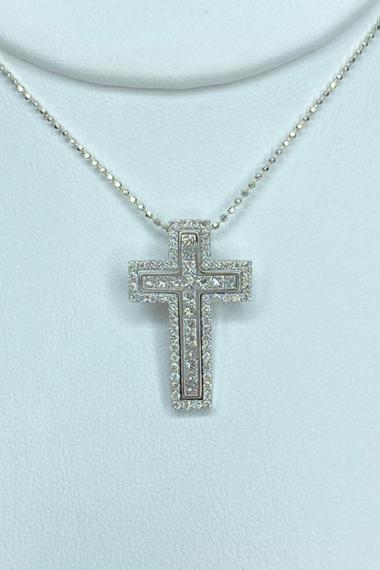 18kt White Gold Diamond Cross Pendant