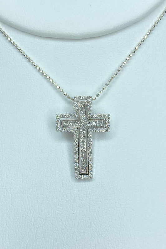 18kt White Gold Diamond Cross Pendant