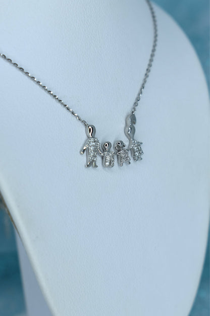 18kt White Gold Diamond Family Necklace