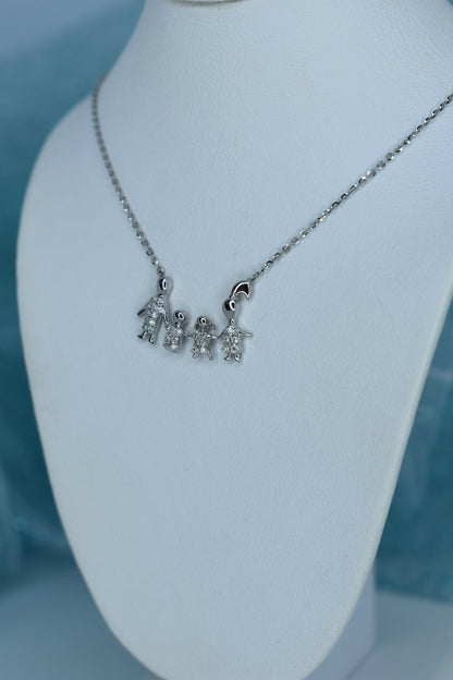 18kt White Gold Diamond Family Necklace