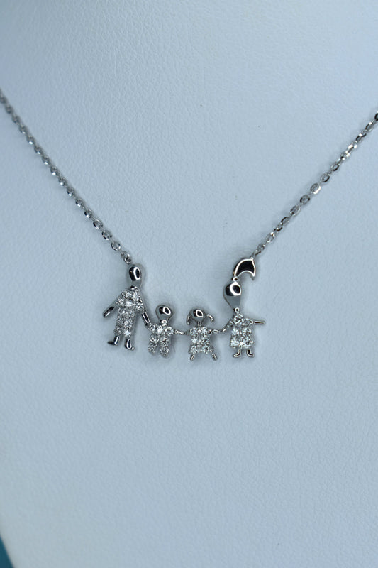 18kt White Gold Diamond Family Necklace