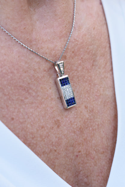 18kt White Gold Diamond & Sapphire Necklace