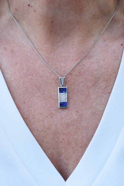 18kt White Gold Diamond & Sapphire Necklace