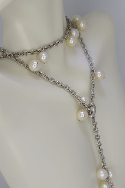 18kt White Gold Pearl Lariat