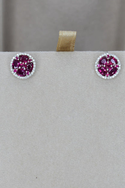 18kt White Gold Ruby & Diamond Earrings