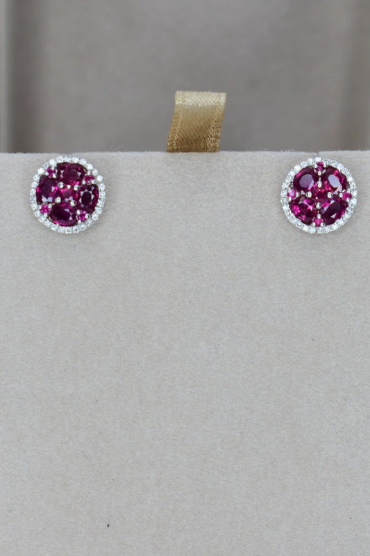 18kt White Gold Ruby & Diamond Earrings