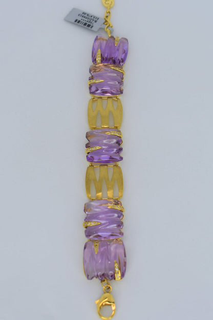 18kt Yellow Gold Amethyst & Diamond  Bracelet