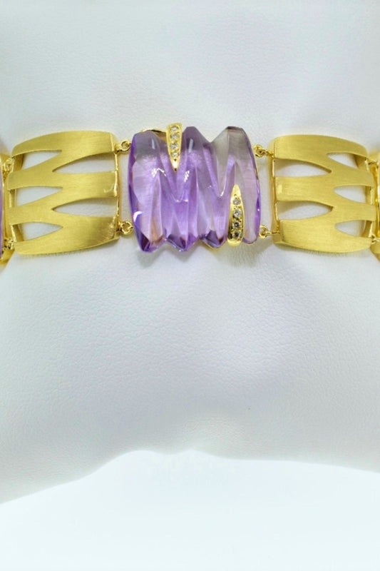 18kt Yellow Gold Amethyst & Diamond  Bracelet