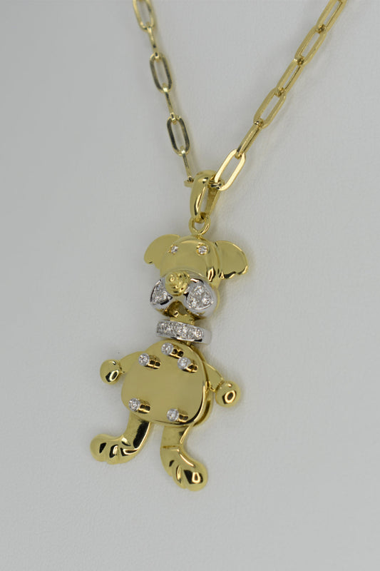 18kt Yellow Gold Diamond Dog Pendant