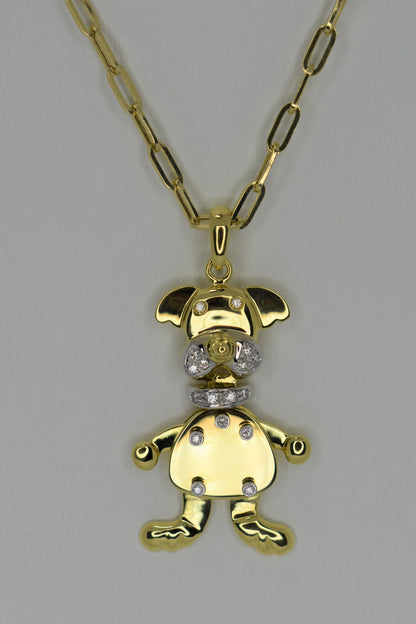 18kt Yellow Gold Diamond Dog Pendant