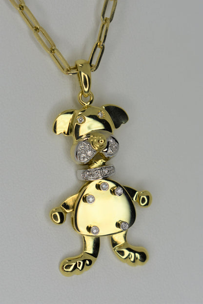 18kt Yellow Gold Diamond Dog Pendant