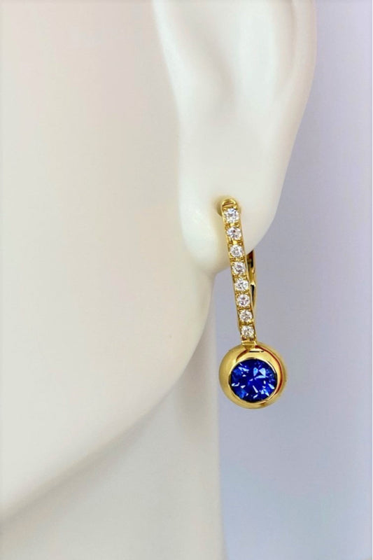 18kt Yellow Gold Sapphire & Diamond Earrings
