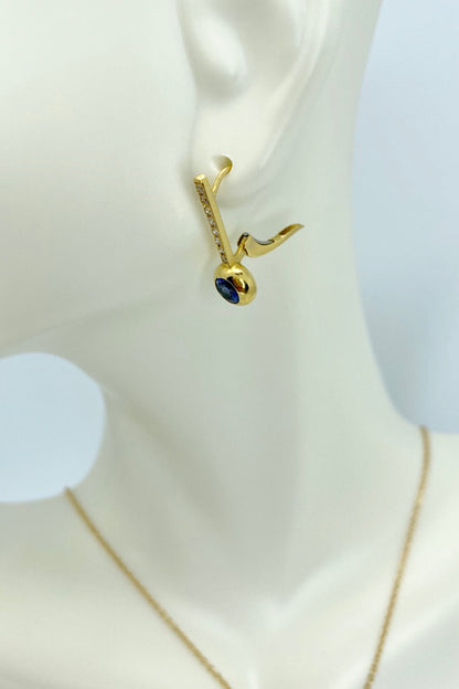 18kt Yellow Gold Sapphire & Diamond Earrings