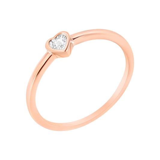 14K Rose Gold Plated .925 Sterling Silver Miracle Set Diamond Accent Heart Shaped Promise Ring (J-K Color, I1-I2 Clarity) - Size 8