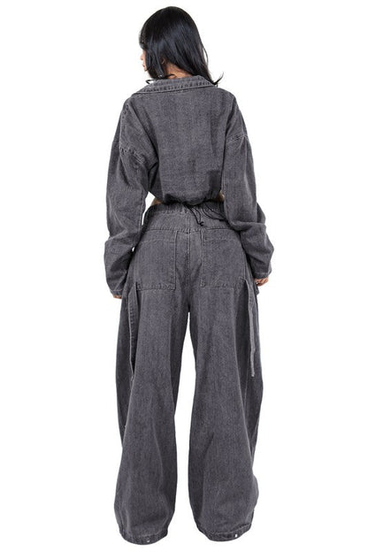 WOMEN FASHION DENIM TWO PIECE PANT SET