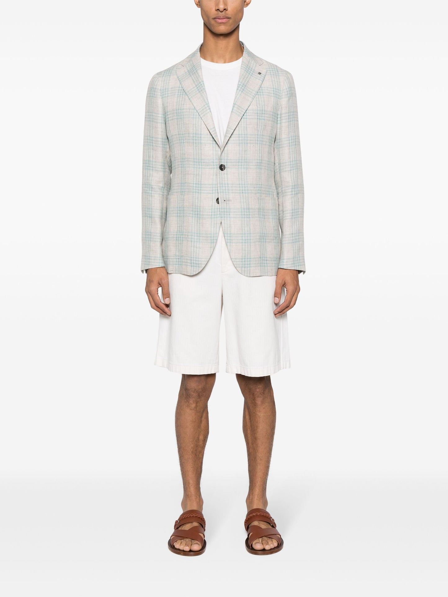 Tagliatore Sky Blue Check Beige Blazer
